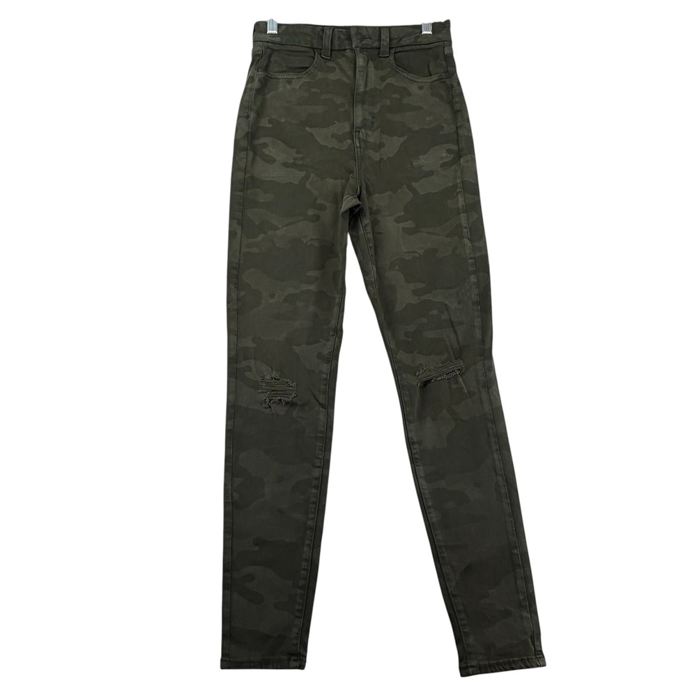 American Eagle Camo Curvy Super High Rise Jeggings Womens 6 Green Skinny Jeans